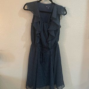 Navy Blue Dotted Ruffled Sun Dress GAP
